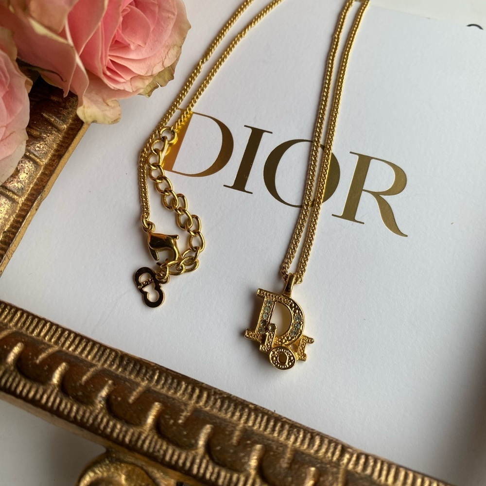 AUTHENTIC Christian Dior vintage gold tone logo necklace - Picture 12 of 15